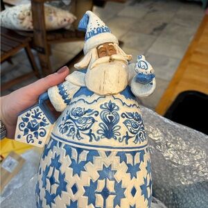 Jim Shore Blue and Cream Santa Sculpture